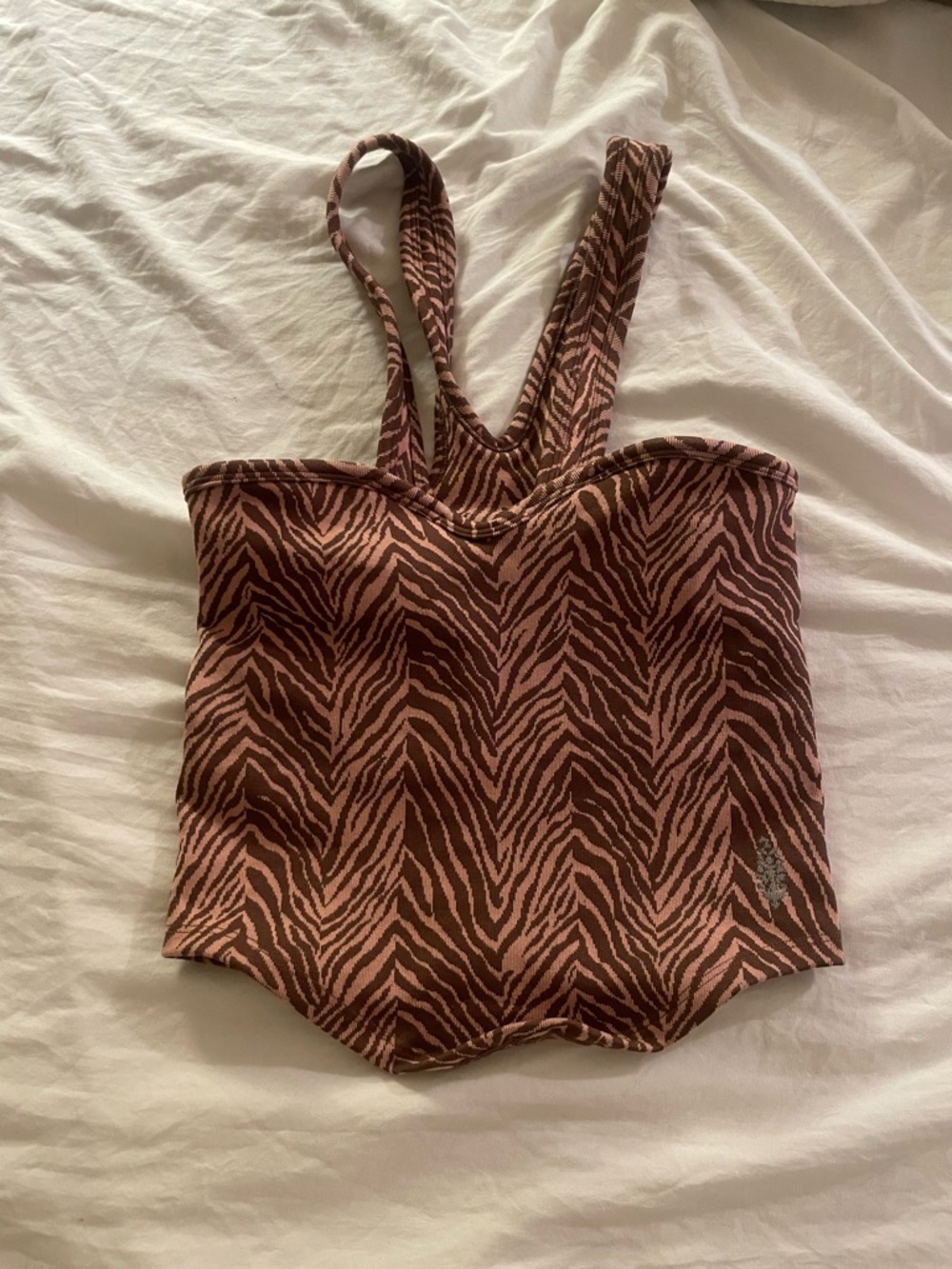 FP Movement by Free People Brown & Tan Zebra Print Tank Top